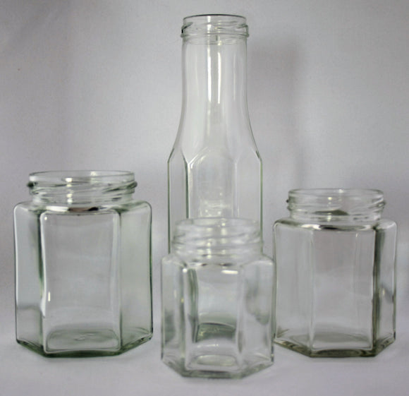 Hexagonal Glass Jars and Bottles
