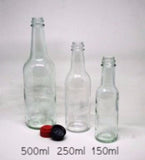 Bottles, Round Glass Liquid Food, 500ml, 250ml, 150ml