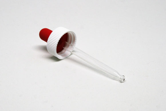 24mm White/Red 80mm Glass Dropper, pack of 25