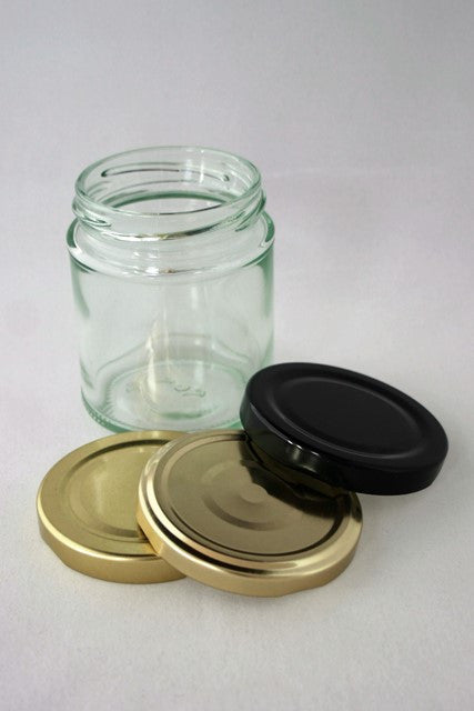 Jar, 190ml Round Glass, 63mm Twist finish, carton of 42, including caps