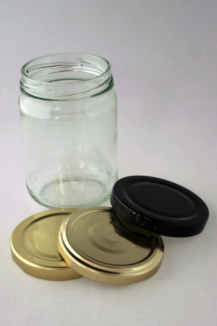 Jar, 250ml Round Glass, 63mm Twist finish, carton of 110, including caps
