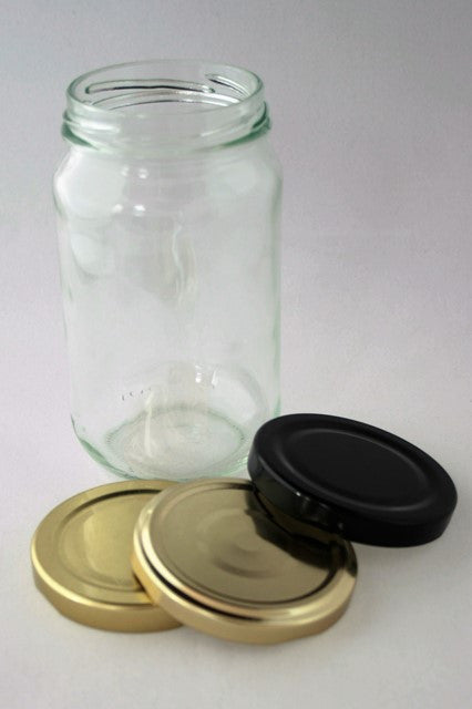 Jar, 500ml Round Glass, 63mm Twist finish, ctn of 50, including caps