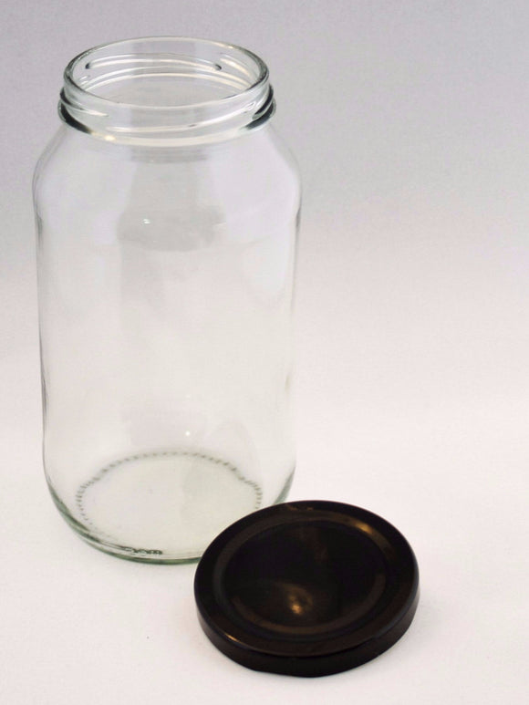 Jar, 750ml Round Glass, 70mm Twist finish, ctn of 48, including caps