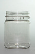 Jar, 250ml Clear Round PET, 63mm screw finish, ctn of 288 including White Cello Wadded Cap