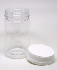 Jar, 375ml Clear Round PET, 63mm screw finish, ctn of 48 including White Cello Wadded Cap